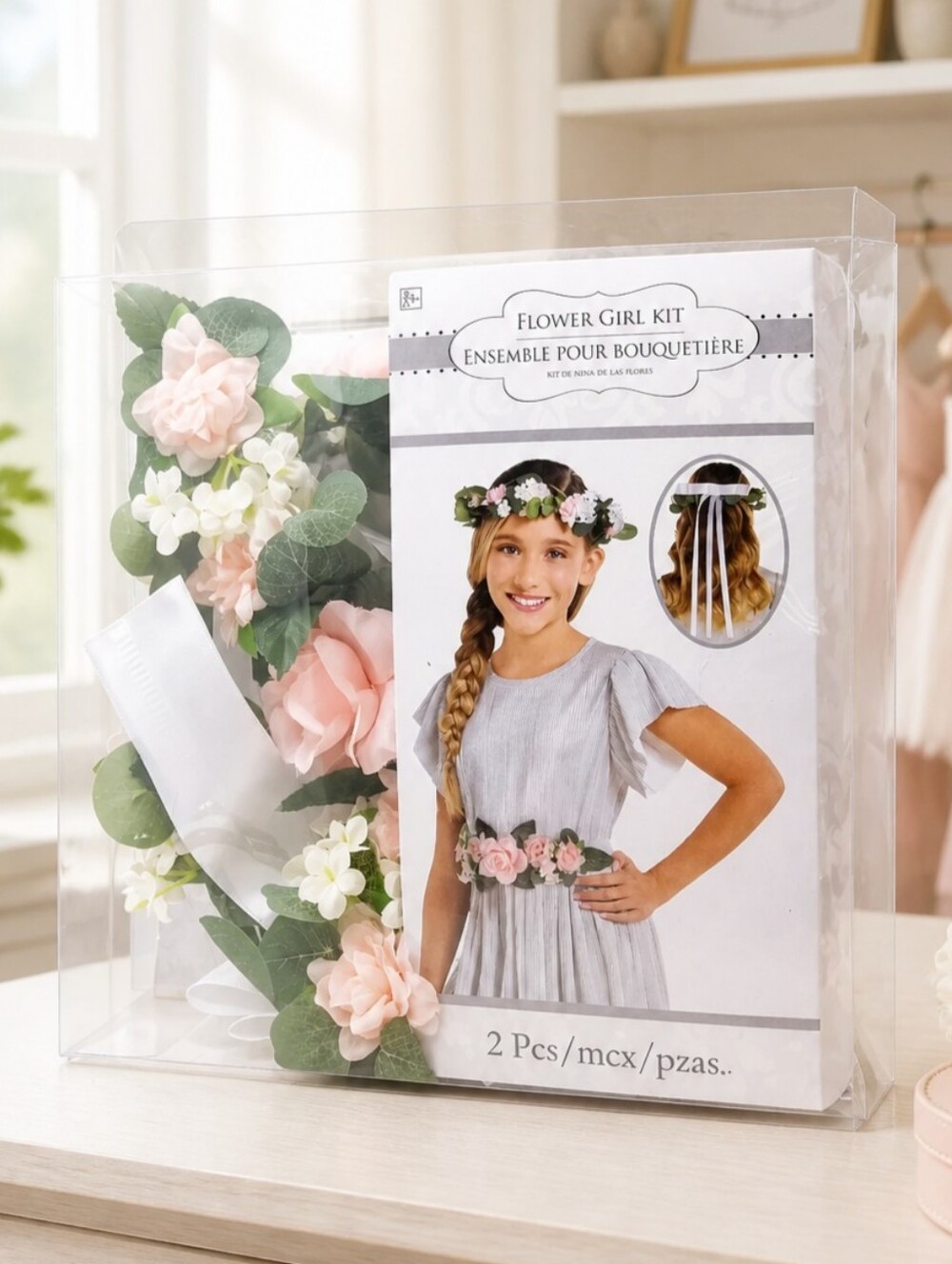 Flower Girl Kit with Floral Headband and Sash New In Box